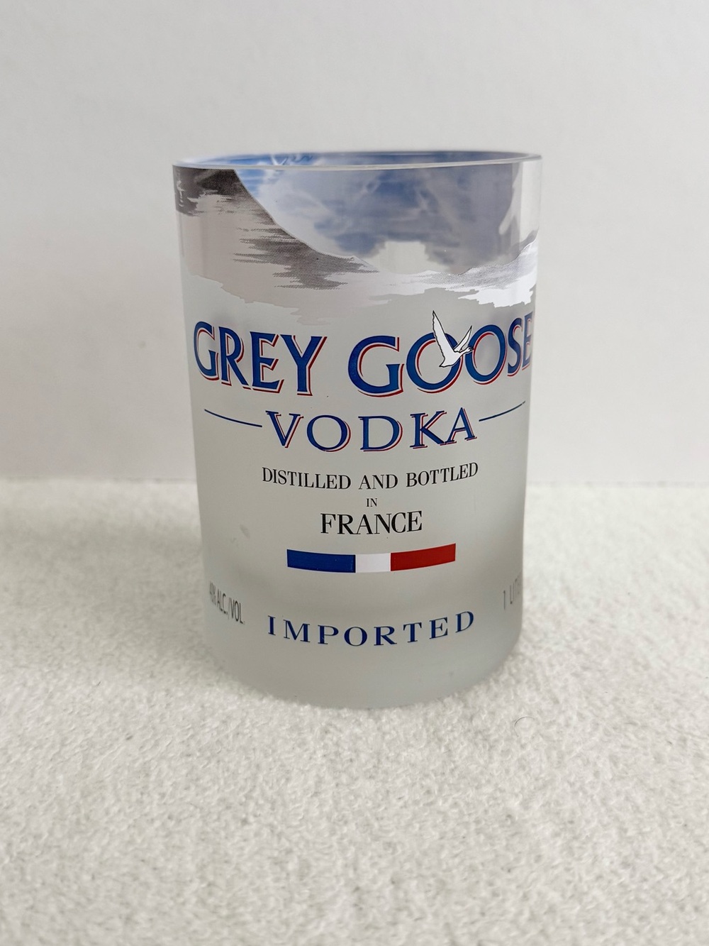 Grey Goose Vodka Frosted 1-Liter Upcycled Glass  Barware Tumbler